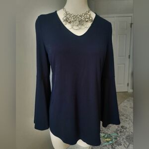 LOFT Navy V-Neck Blouse